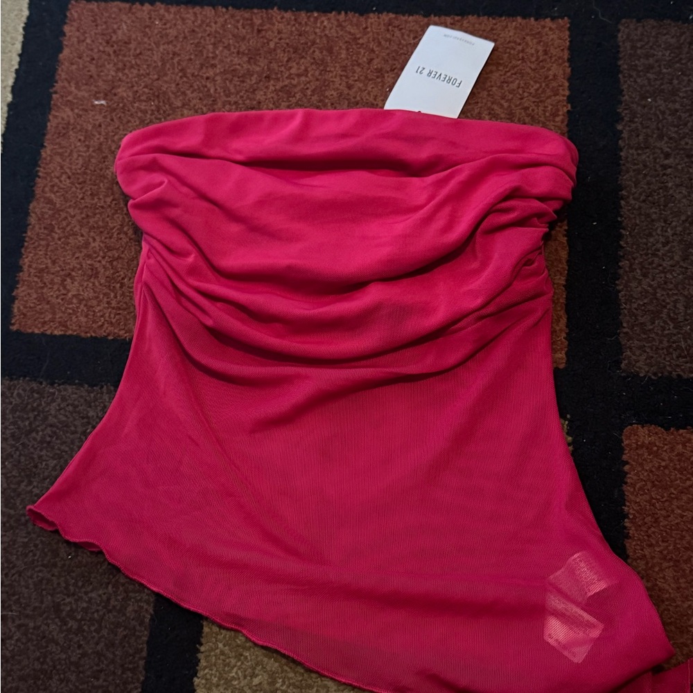 Pink rushed tube top